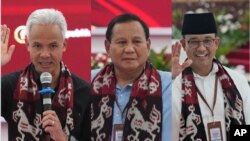 Foto kombinasi tiga capres, dari kiri: Ganjar Pranowo, Prabowo Subiyanto, Anies Baswedan. 