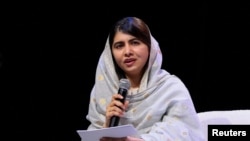 នាង Malala Yousafzai ដែល​ជា​ជ័យលាភី​ពាន​រង្វាន់​ណូបែលថ្លែង​កាលពីថ្ងៃទី​០៥ ធ្នូ ឆ្នាំ២០២៣។