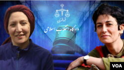 دو تن از زندانیان سیاسی زن محکوم به اعدام: شریفه محمدی، فعال کارگری، (سمت چپ) و پخشان عزیزی، فعال مدنی. 