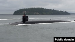 FILE - The Ohio-class nuclear ballistic-missile submarine USS Kentucky transits the Hood Canal in the western U.S. state of Washington, June 15, 2017. (Photo by Mass Communication Specialist 1st Class Amanda R. Gray)