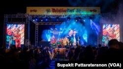 Artists perform on stage at the Sabaidee Fest Lao Hmong Thai Music& Culture Festival in Norco, CA, on March 18, 2023.