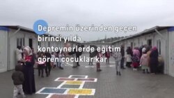 Depremin birinci yıldönümü yaklaşırken konteynerlerde eğitim gören çocuklar karnelerini aldı 