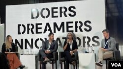 Feven Tsehaye, founder of Chakka Origins, speaks at a session of the Enkopa Summit in Addis Ababa, Ethiopia, Oct. 13, 2023. (Maya Misikir/VOA)