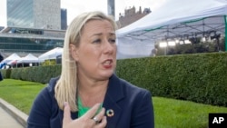 FILE - European Commissioner for International Partnerships Jutta Urpilainen is at the United Nations headquarters, Sept. 19, 2023. 