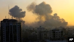 Smoke rises following Israeli airstrikes in Gaza City, Nov. 2, 2023.