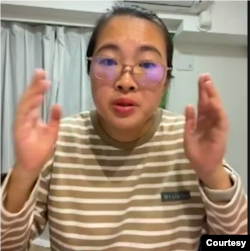 现于日本留学的山东访民李宁。 (美国之音视讯采访截图)