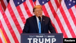 FILE - Republican presidential candidate and former U.S. President Donald Trump speaks at his Mar-a-Lago property, in Palm Beach, Florida, March 5, 2024.