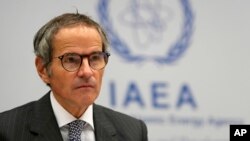FILE - International Atomic Energy Agency (IAEA) Director General Rafael Grossi arrives at an IAEA Board of Governors meeting in Vienna, Austria, Nov. 22, 2023.