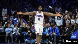 Tyrese Maxey des Philadelphia 76ers lors du match contre les Indiana Pacers, Philadelphia, le 12 novembre 2023. 