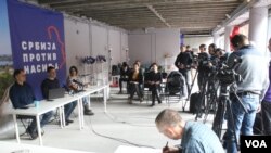 Konferencija za novinare o predstavnika koalicije "Srbija protiv nasilja" u Gradskoj izbornoj komisiji Beograda (foto: FoNet)