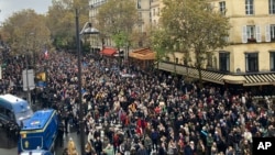 FILE - Thousands gather for a march against antisemitism in Paris, France, on Nov. 12, 2023.