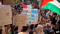FILE - Protesters gather for a pro-Palestinian demonstration, in Rome, on Oct. 28, 2023.