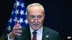 Foto Achiv: Lide Majorite Sena Etazini an, Demokrat Chuck Schumer, ki reprezante Nouyok nan Sena a, 9 Oktob, 2023. 