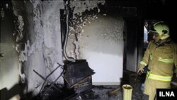 عکسی از داخل حسینیه درکه بعد از مهار آتش سوزی 