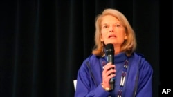 US Sen. Lisa Murkowski, a Republican seeking reelection, answers a question during a candidate forum, Oct. 22, 2022, in Anchorage, Alaska.