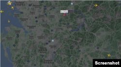 과거 한국 공군의 공중조기경보통제기 ‘피스아이’의 24비트 주소를 사용하는 항공기가 6일 한국 중부지역 상공을 비행하고 있다. 자료=Flight Radar 24