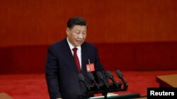 시진핑 중국 국가주석이 지난해 10월 중국 공산당 20차 당 대회 첫날 연설하고 있다. (자료사진)