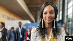 Nadia Adam, a Sahel analyst for the nonprofit Center for Civilians in Conflict, attended the eighth edition of the International Forum of Dakar on Peace and Security on Oct. 24, 2022. (Annika Hammerschlag/VOA)