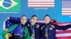 Kaika Kusuma (tengah) meraih medali emas ketika mewakili Amerika pada Kompetisi "Pan American Wushu" di Brazil (foto: courtesy). 