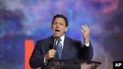 Gubernor Florida Ron DeSantis berbicara dalam sebuah acara di Tampa, Florida, pada 22 Juli 2022. (Foto: AP/Phelan M. Ebenhack)