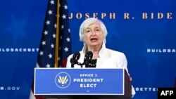 Treasury secretary nominee Janet Yellen speaks after US President-elect Joe Biden announced his economic team at The Queen Theater in Wilmington, Delaware, on December 1, 2020