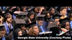 Graduation ceremony last year at Georgia State University. The school has won praise for its efforts to keep students from dropping out. (Photo from Georgia State University)