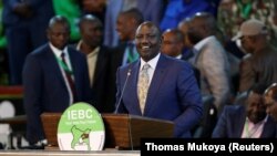 Le président élu, William Ruto, au Centre national de comptage de l'IEBC au Bomas du Kenya, à Nairobi, au Kenya, le août 15 2022.
