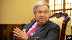 Le secrétaire général de l'ONU, Antonio Guterres, lors d'une réunion au ministère des Affaires étrangères à Séoul, en Corée du Sud, vendredi 12 août 2022. 