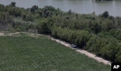 FILE - In this July 24, 2014, photo, a Customs and Border Protection vehicle patrols on the Texas border near the Rio Grande in Mission, Texas.