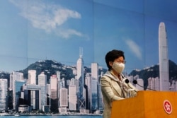 香港特首林郑月娥在记者会上（2020年6月30日）