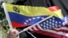 Bendera Amerika dan Venezuela berkibar. Presiden Venezuela Nicolas Maduro dan Presiden Brazil Luis Inacio Lula da Silva pada Senin (29/5) mengecam sanksi yang dijatuhkan Amerika Serikat terhadap Venezuela. 
