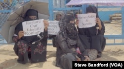 Rohingya Women Protest in Kutipalong Refugee camp in 2019.
