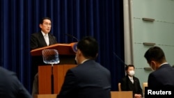 Japanese Prime Minister Fumio Kishida speaks during a news conference at the prime minister's official residence in Tokyo, Aug. 10, 2022. 