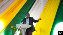 Kenya's President-elect William Ruto addresses the media at his official residence of the deputy president in the Karen area of Nairobi, Kenya, Aug. 17, 2022. 