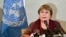 United Nations High Commissioner for Human Rights Michelle Bachelet speaks during a press conference in Dhaka, Bangladesh, Aug. 17, 2022.