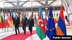 İlham Əliyev, Şarl Mişel və Nikol Paşinyan (Arxiv foto. Mənbə: Avropa İttifaqı)