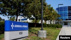 FILE - A sign at a General Atomics office complex is shown in Rancho Bernardo, Calif., May 12, 2016.