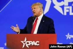도널드 트럼프 전 미국 대통령이 지난달 26일 플로리다주 올랜도 '보수주의정치행동회의(CPAC)'에서 연설하고 있다.
