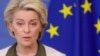 Presiden Komisi Eropa Ursula von der Leyen berbicara di Brussels, Belgia hari Minggu (27/2). 