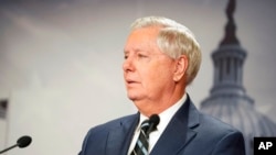 FILE — Sen. Lindsey Graham, R-S.C., speaks at the Capitol in Washington, March 2, 2022.