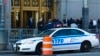 An NYPD car is seen outside Manhattan's federal court where Nazih al-Ragye, known by the alias Abu Anas al-Liby, is expected for arraignment in New York, Oct. 15, 2013. 