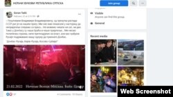 Facebook post of Goran Tadić