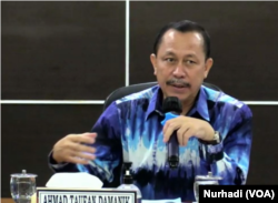 Ketua Komnas HAM, Ahmad Taufan Damanik dalam tangkapan layar. (Foto: VOA/Nurhadi)