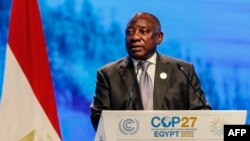 Le président de l'Afrique du Sud, Matamela Cyril Ramaphosa a critiqué mardi à la COP27 en Egypte des aides financières multilatérales.