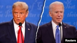 Petahana Presiden Donald Trump dan Joe Biden, lawannya dalam pemilihan presiden AS 2020 saat debat terakhir, 22 Oktober 2020. (Foto: Reuters)