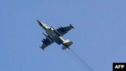 Ndege ya kivita iliyotengenezwa Russia ya Sukhoi-25. DRC inatumia aina hiyo ya ndege kushambulia waasi wa M23 