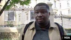 Emmanuel Codjia voted Le Pen for the first time. (Lisa Bryant/VOA)