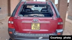 One of vehicles refugees smashed during the violence at Dzaleka refugee camp. (Courtesy photo by refugees who witnessed the violence)