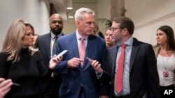 Republican Congressman Kevin McCarthy stands after he failed to secure enough votes to become the new House Speaker during the opening day of the 118th Congress at the U.S. Capitol, in Washington, Jan 3, 2023.