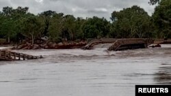 A view shows damaged Fitzroy Crossing bridge due to heavy flooding, in Fitzroy crossing, Australia, Jan. 7, 2023. 